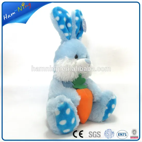 22cm rabbit toy soft decorative plush blue rabbit toy with carrot