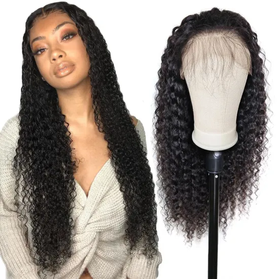 Factory Direct Supply Trending Style Lace Frontal Wig Brazilian Human Hair Kinky Curly Cuticle Aligned Hair Undetectable Knots