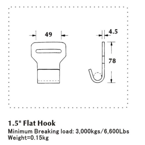 1.5 pulgadas de gancho plano estándar