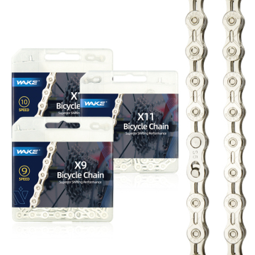 WAKE Mountain Bike 9-11 Speed 1/2"x11/128" Hollow Out Bicycle Chain with Connecting Pin