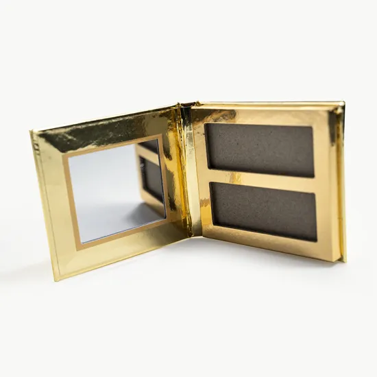 Golden Empty 2Colors Eyeshadow Palette Box With Magnetic