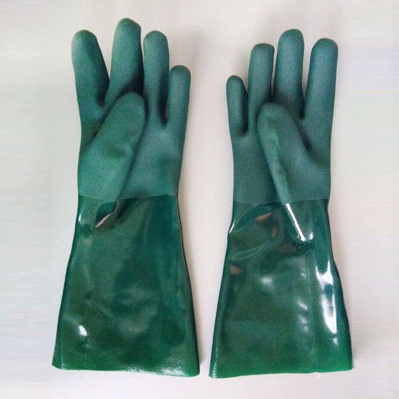 Guantes de marca de trabajo de trabajo de jersey verde de PVC