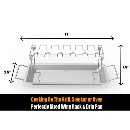 Chicken Wing & Leg Rack Stainless Steel Vertical Roaster Stand & Drip Pan