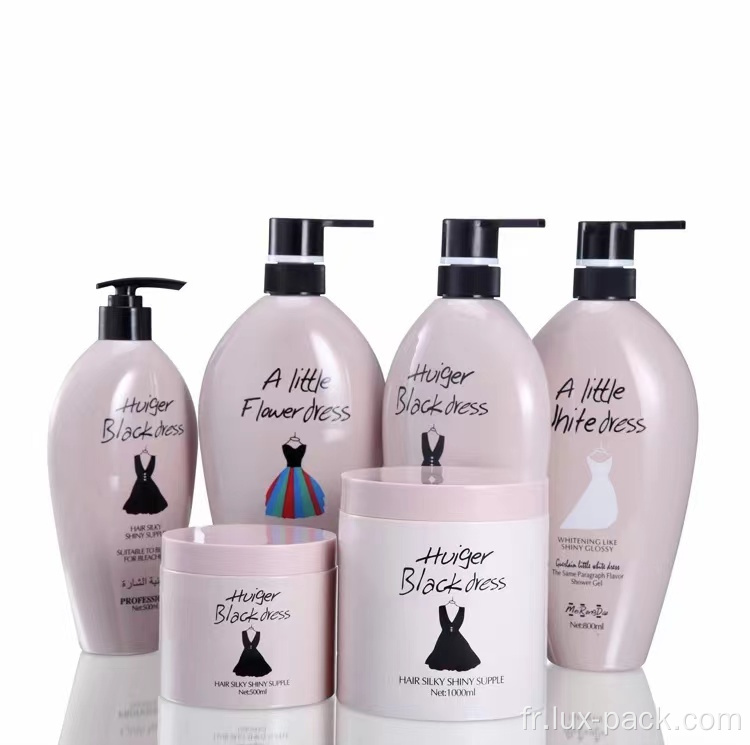 Bouteille de lotion de luxe en plastique en gros rose de compagnie en plas