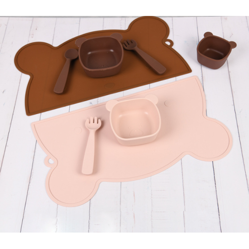 아이들을위한 도매 곰 모양 실리콘 플레이스 매트