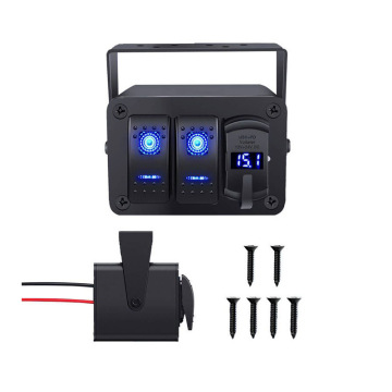 2 gang rocker interruttore con caricabatterie USB e voltmetro per camper