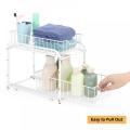 2-Layers White Metal Kitchen Organization Shelf