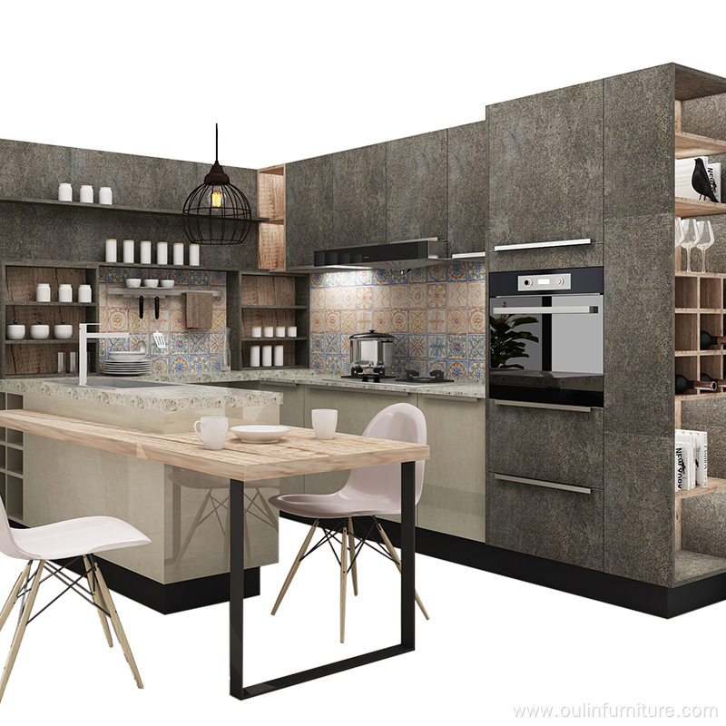 Black Minimalist Modular Kitchen Storage Furniture Design