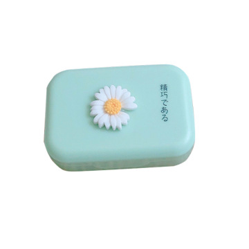 Contact Lenses for Eyes Daisy Contact Lens Case Mini Acrylic Square Lovely Container Box Bag Travel Kit Box with Mirror