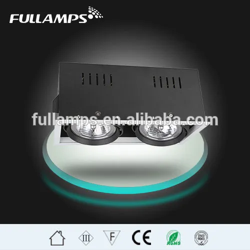 two heads trimless square downlight for AR111 QR111 ES111 spot light, white finish, application in commercial project
