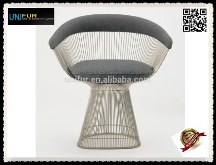 Replica Warren Platner upholstered back wire lounge Chair with cushion