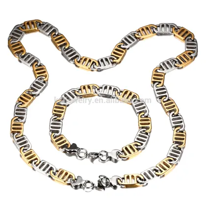 KSF Mens Jewelry Stainless Steel Jewelry Chain Gold Chain Necklace&Bracelet