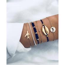 Sets Pulsera Wave Pulsera de cuerda trenzada Juego Amistad ajustable Bohemio Pulsera hecha a mano Resistente al agua para mujeres Hombres niños