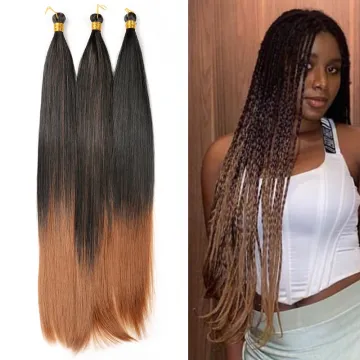 Synthetic Bulk Hair Extensions 22Inch High Temperature Hair Bundles Long Straight silky Braiding Hair pre stretched