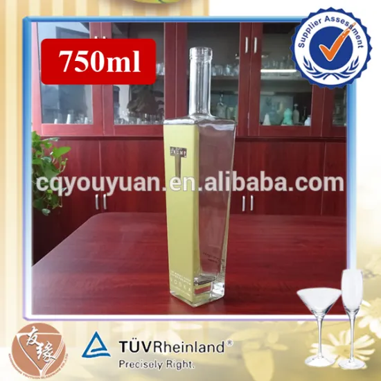 Fancy shaped cork top 750ml empty liquor bottles sale