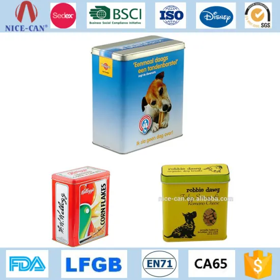 Wholesale Dog Pet Food Storage Tin Box Custom Safe Grade Metal Container Packing Tin Cans for Food Canning
