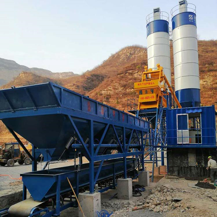 HZS25 mini stationary bucket-type concrete batching plant