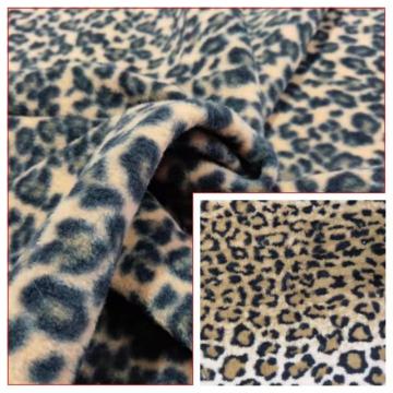 100%polyester PV -fleece med leopardtryckstyg
