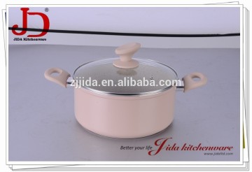 COLORED MARBLE STONE COATING SAUCE POT WITH LID AND INDUCTION BOTTOM