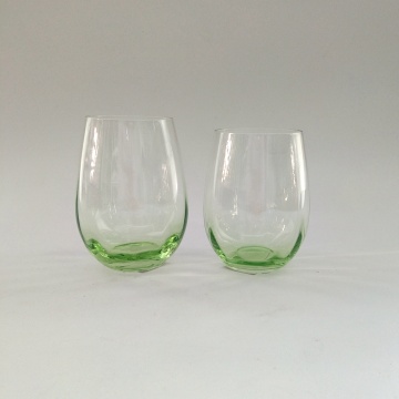 light green color goblet glass stemless wine cups