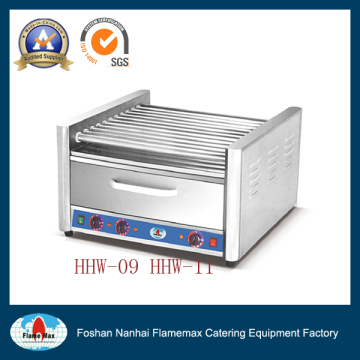 Hhw-09 9-Roller Hot Dog Broiler with Food Warmer
