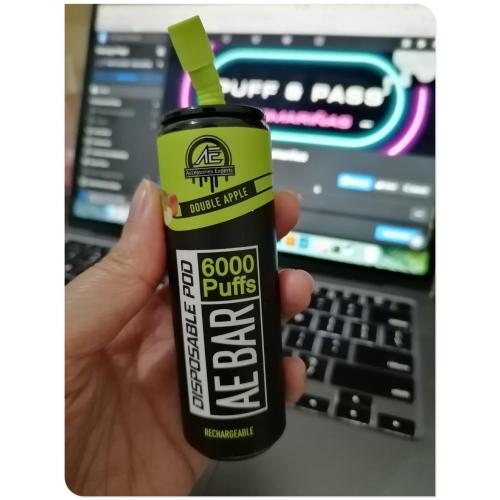 AE BAR 6000 퍼프 일회용 장치 600mAh