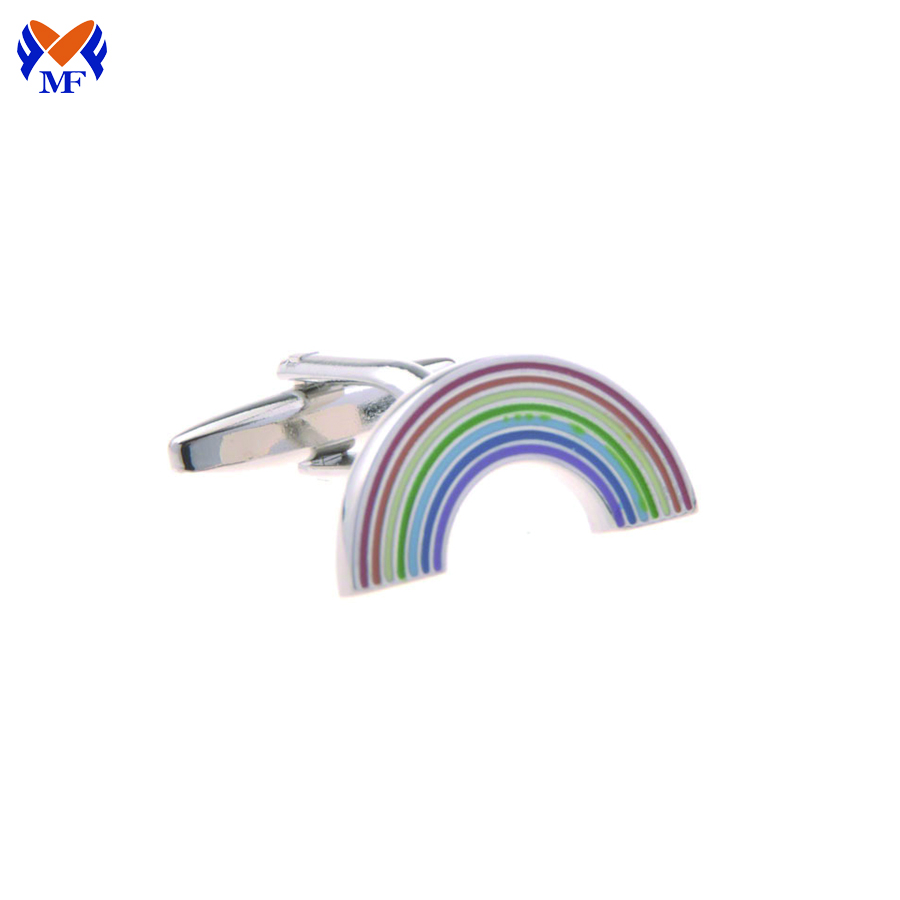 Gemello in acciaio inossidabile con design arcobaleno smaltato