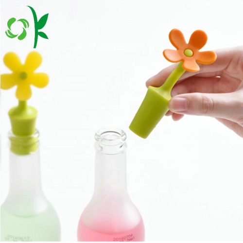 Rolha de garrafa de vinho de silicone com design personalizado de flores