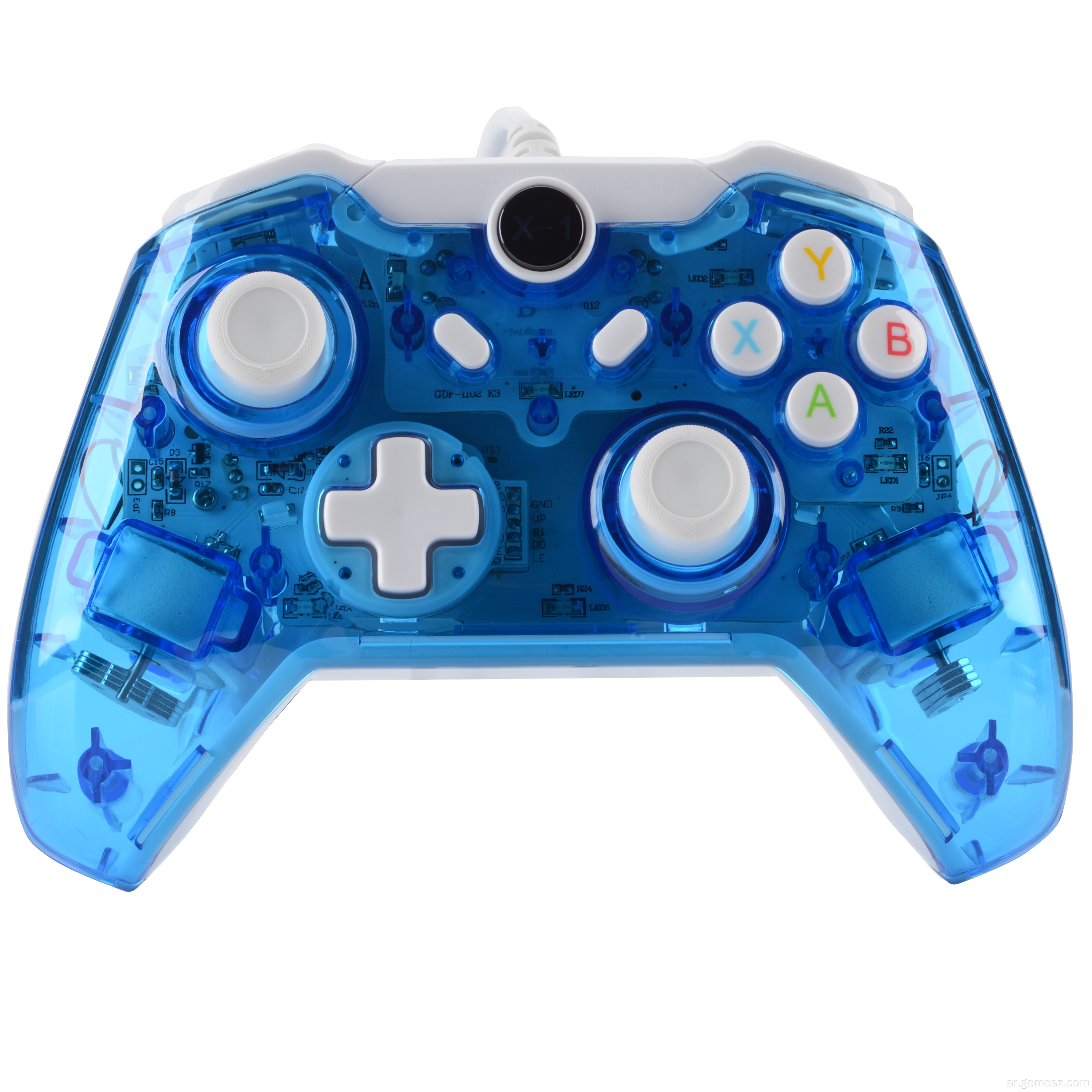 Transparent Blue Wired Game Joystick for Xbox one