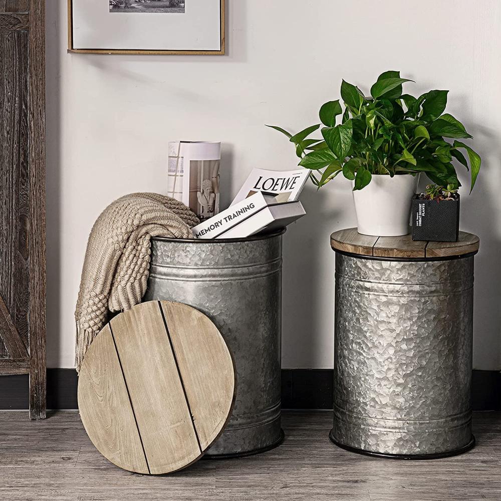 Farmhouse Furniture Galvanized Metal Stool