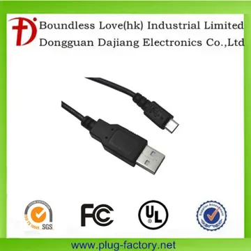 alibaba co uk nickel plated black plastic Micro data cable with 5 pin