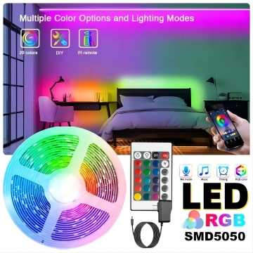 12V Waterproof SMD 5050 LED Strip Lights: 5m and 10m Indoor Decoration with IR Control
