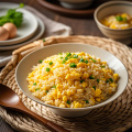 Arroz frito de ovo no café da manhã