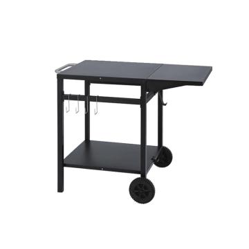 China Multifunctional Kitchen Cart with Double-Shelf Versatile Grilling Table Outdoor Movable Dining Cart Trolley Supplier