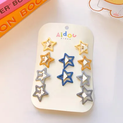 Frosted BB Clips for Children - Heart Shape Hair Accessories in Coffee Color