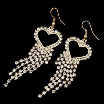 Heart with long pendant drop earring for women