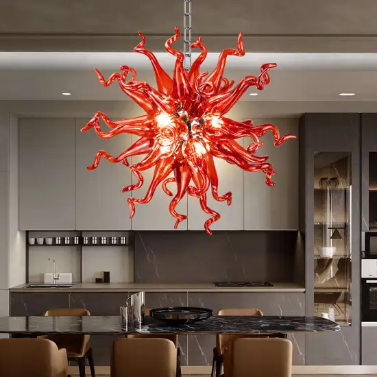 Chihuly Style Red Glass Chandelier for Weddings and Churches