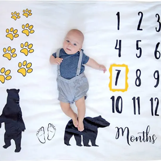 Amazon hot sell Includes Frame Super-Soft Baby Monthly Milestone Blanket for Baby Girl or Boy
