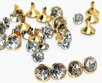 Gold Tone Rivet with Crystal Diamond Embellished