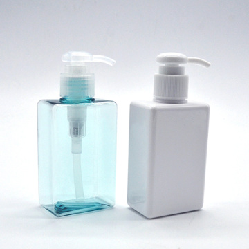 manufacturers wholesale empty 250ml 150ml shampoo hand soap packaging square blue and white lotion pump bottle