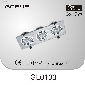 1*17w,2*17w,3*17w  COB LED chip led grille lighting with CE and Rohs