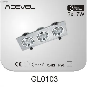 1*17w,2*17w,3*17w  COB LED chip led grille lighting with CE and Rohs