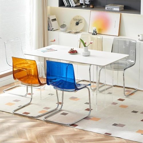  Round Back Chair Elegant Clear Plastic Chair with Silver Legs Factory