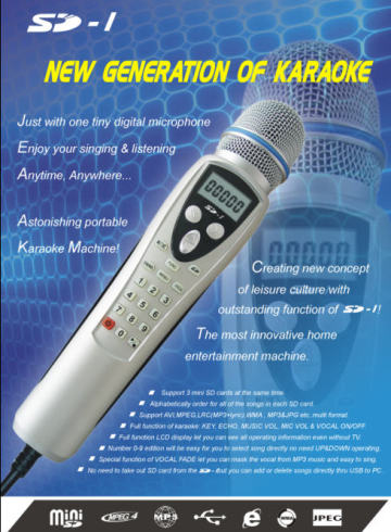 Karaoke Player(MP4 Karaoke Microphone Player,SD Karaoke Microphone Player,Multi format Karaoke Microphone Player ,-SD1