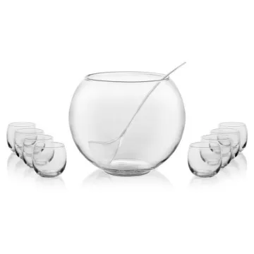 glass opal soup punch bowl and spoon set