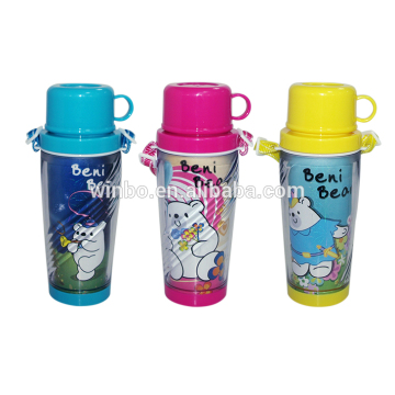 400ml double wall plastic water bottle with cup