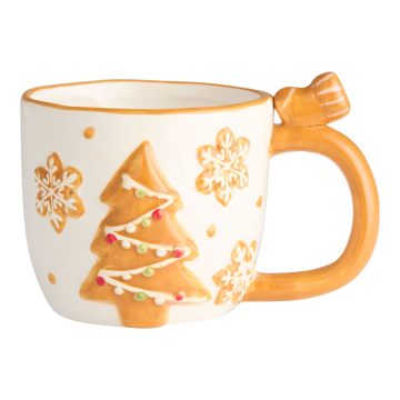 Gingerbread Christmas Tree Hand-Painted Ceramic Mug - Kids' Christmas Gift