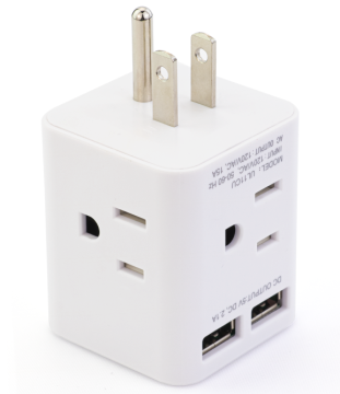 Wonplug Multi Plug Outlet Extender with 4 Electrical Sockets and 2 USB Ports