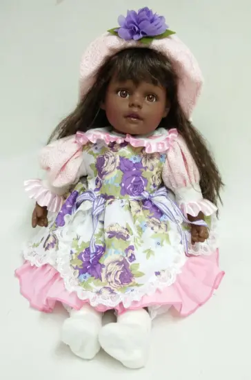 20" Pink Pinafore Vinyl Doll