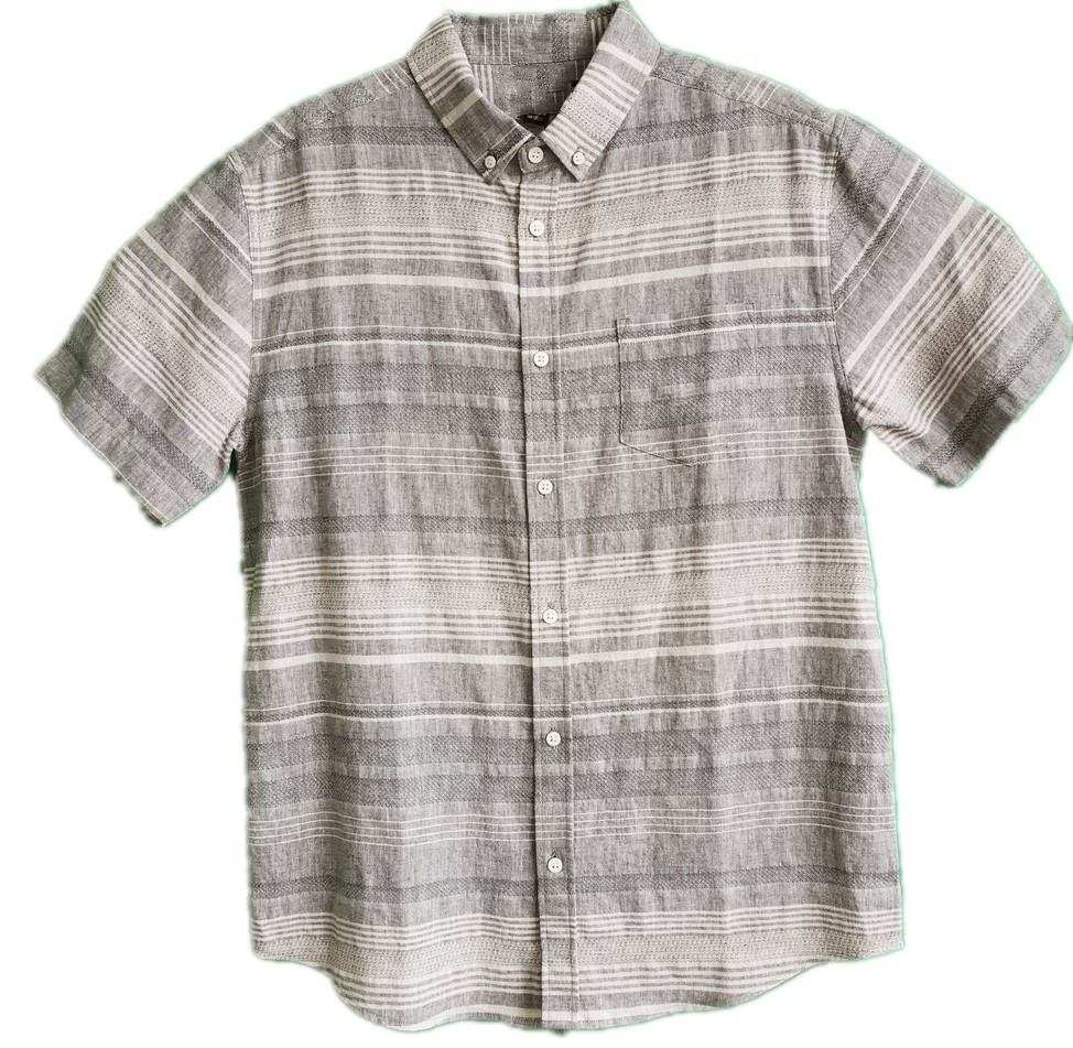 Men Casual Linen Cotton Y/d Short Sleeve Shirt